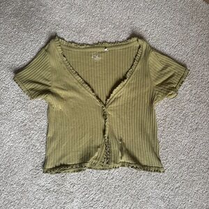 Pacsun Olive Green Ribbed Women's Top